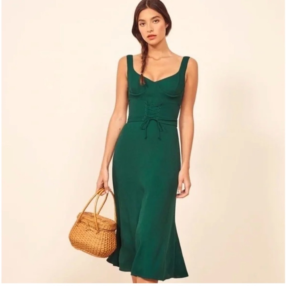 Reformation Sigrid Dress in Emerald
